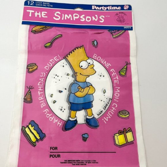 THE SIMPSONS BIRTHDAY PARTY FAVORS PARTY FOR 6 - HATS, LOOT BAGS, BLOWOUTS NIP - Picture 2 of 7